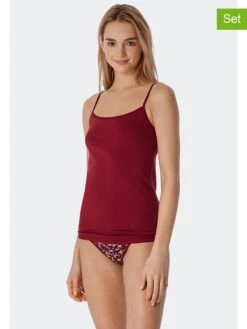 Schiesser 2er-Set: Hemdchen In Rot/ Schwarz