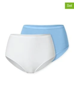 Schiesser 2er-Set: Pantys In Hellblau/ Weiß