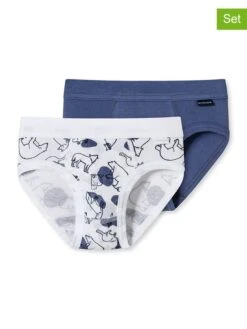 Schiesser 2er-Set: Slips In Blau/ Weiß