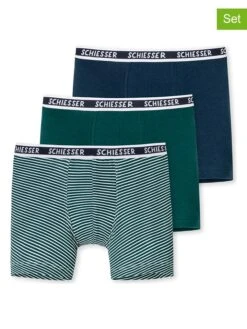 Schiesser 3er-Set: Boxershorts In Dunkelblau/ Grün