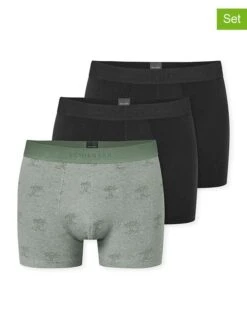 Schiesser 3er-Set: Boxershorts In Khaki/ Schwarz