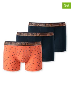 Schiesser 3er-Set: Boxershorts In Orange/ Schwarz