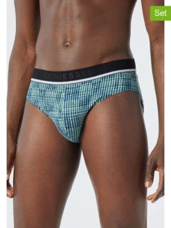 Schiesser 3er-Set: Slips In Schwarz/ Blau