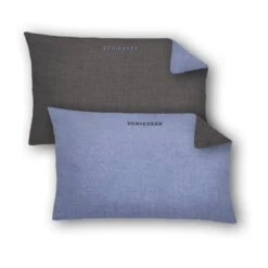 Schiesser Feinbiber Kissenhüllen 2er Pack Doubleface In Hellblau-Anthrazit