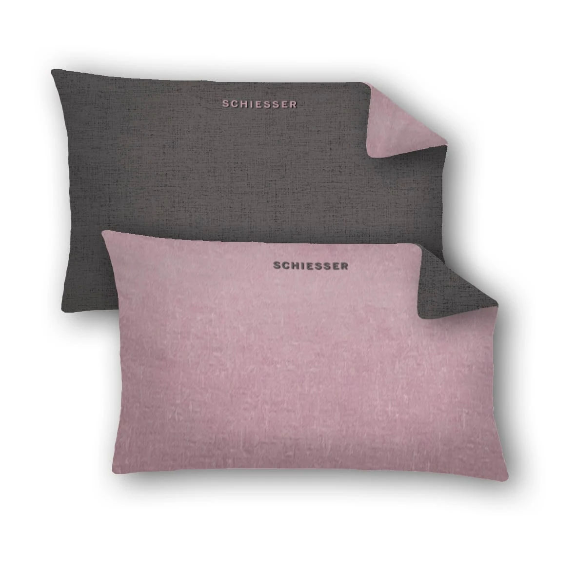 Schiesser Feinbiber Kissenhüllen 2er Pack Doubleface In Rosa-Anthrazit 1 Schiesser Feinbiber Kissenhüllen 2er Pack Doubleface In Rosa-Anthrazit