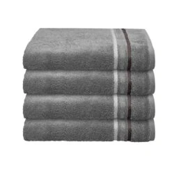 Schiesser Handtuch Skyline Color 4er-Set Mit Webbordüre In Anthrazit