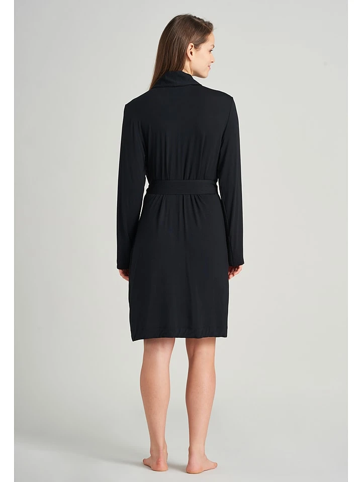 Schiesser Morgenmantel In Schwarz 2 Schiesser Morgenmantel In Schwarz – Bild 2