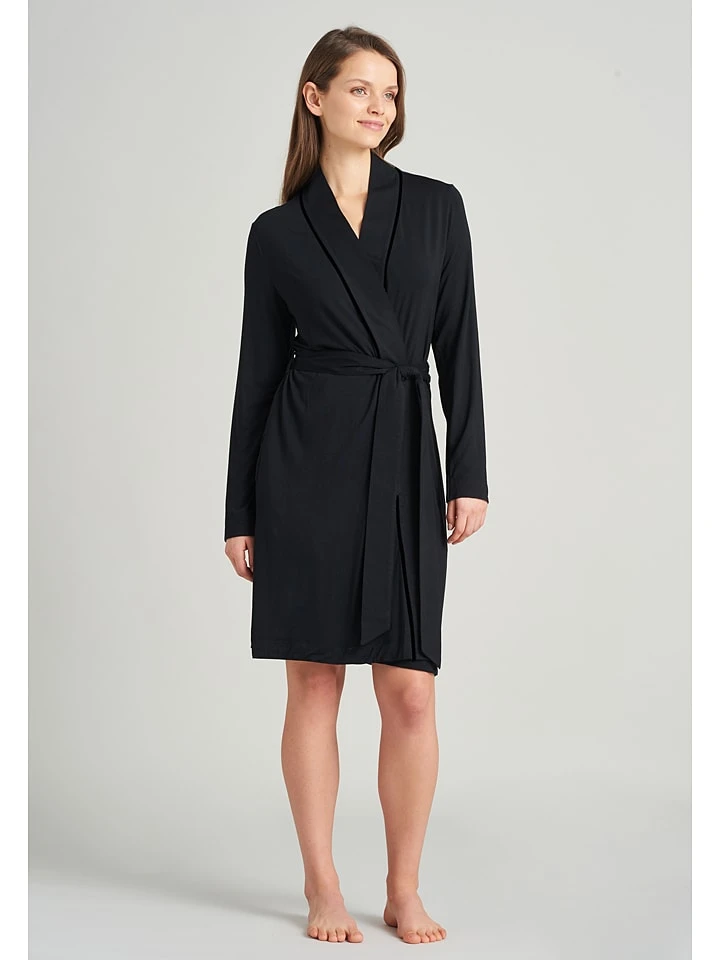 Schiesser Morgenmantel In Schwarz 3 Schiesser Morgenmantel In Schwarz – Bild 3
