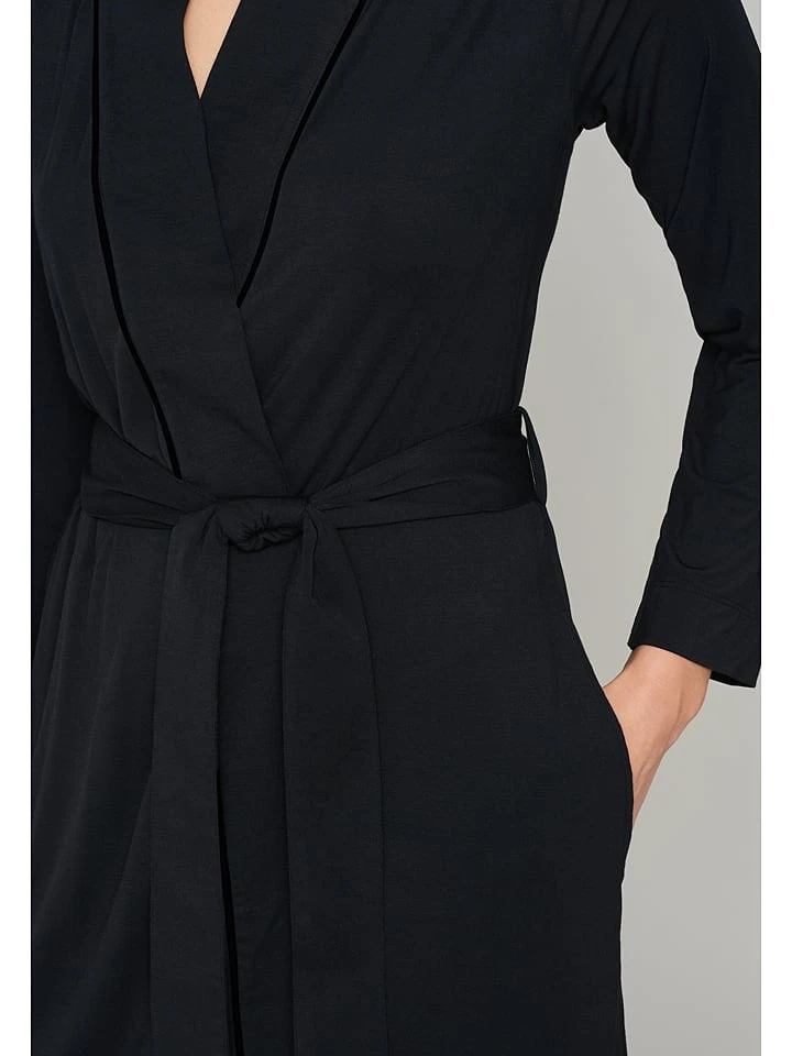 Schiesser Morgenmantel In Schwarz 4 Schiesser Morgenmantel In Schwarz – Bild 4