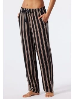 Schiesser Pyjama-Hose In Schwarz/ Braun