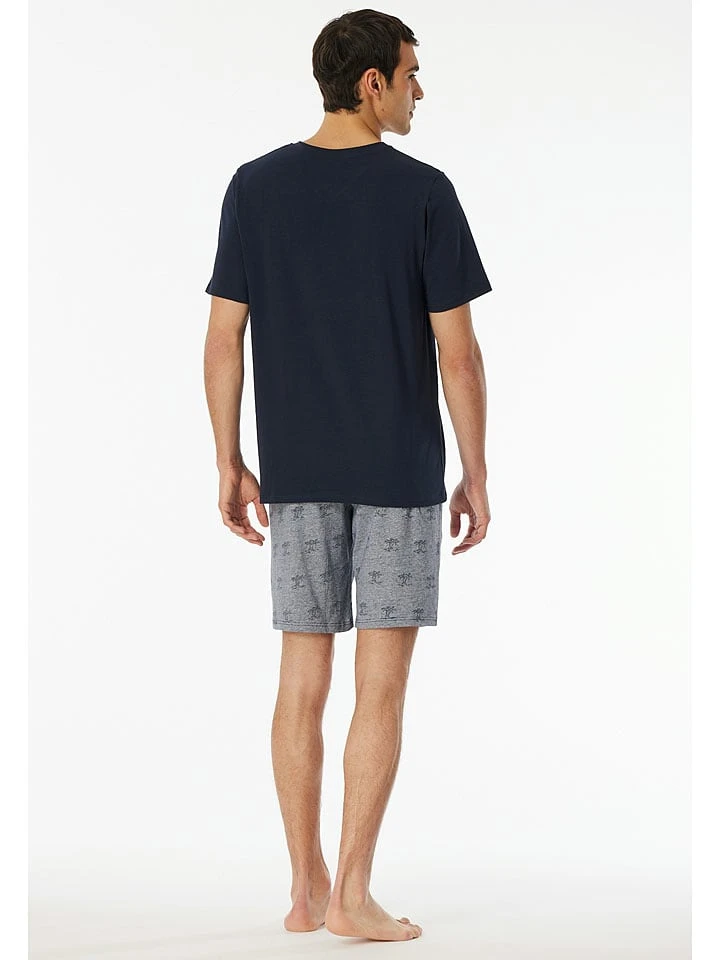 Schiesser Pyjama In Dunkelblau/ Grau 2 Schiesser Pyjama In Dunkelblau/ Grau – Bild 2