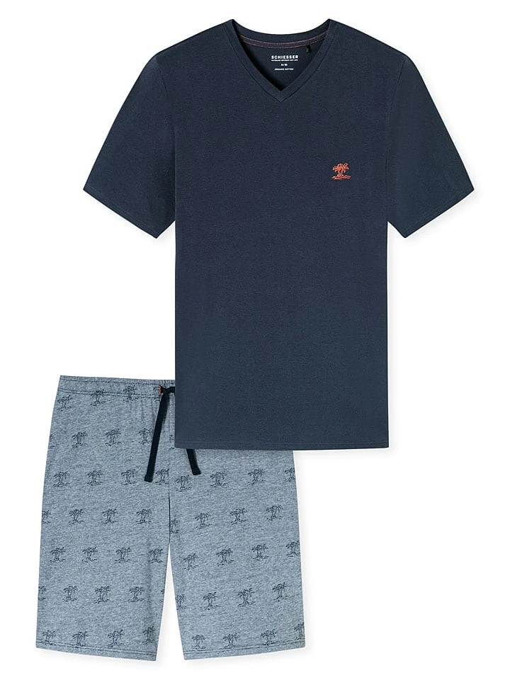 Schiesser Pyjama In Dunkelblau/ Grau 6 Schiesser Pyjama In Dunkelblau/ Grau – Bild 6