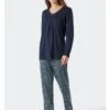 Schiesser Pyjama In Dunkelblau/ Hellblau