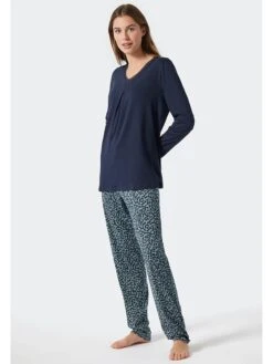 Schiesser Pyjama In Dunkelblau/ Hellblau -Schiesser Store schiesser pyjama in dunkelblau hellblau 2