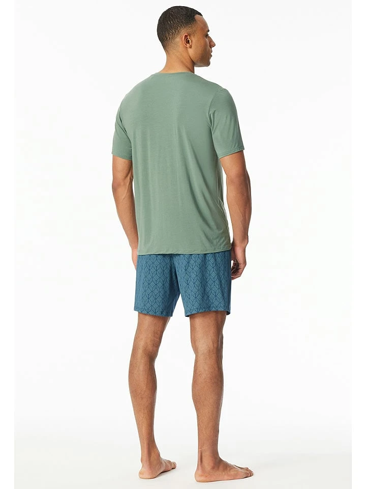 Schiesser Pyjama In Khaki/ Blau 2 Schiesser Pyjama In Khaki/ Blau – Bild 2