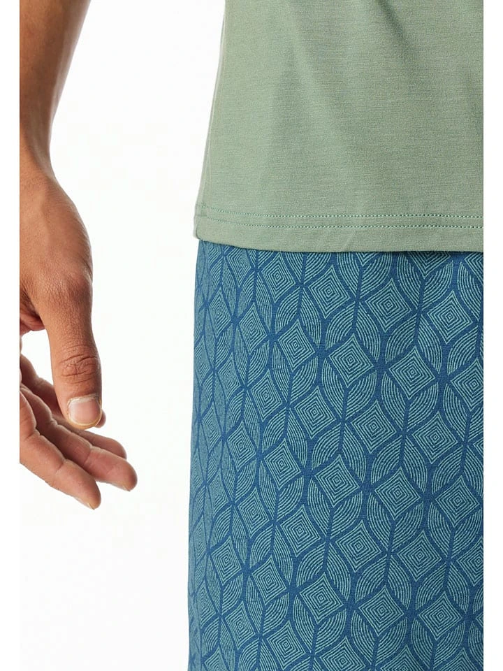 Schiesser Pyjama In Khaki/ Blau 4 Schiesser Pyjama In Khaki/ Blau – Bild 4