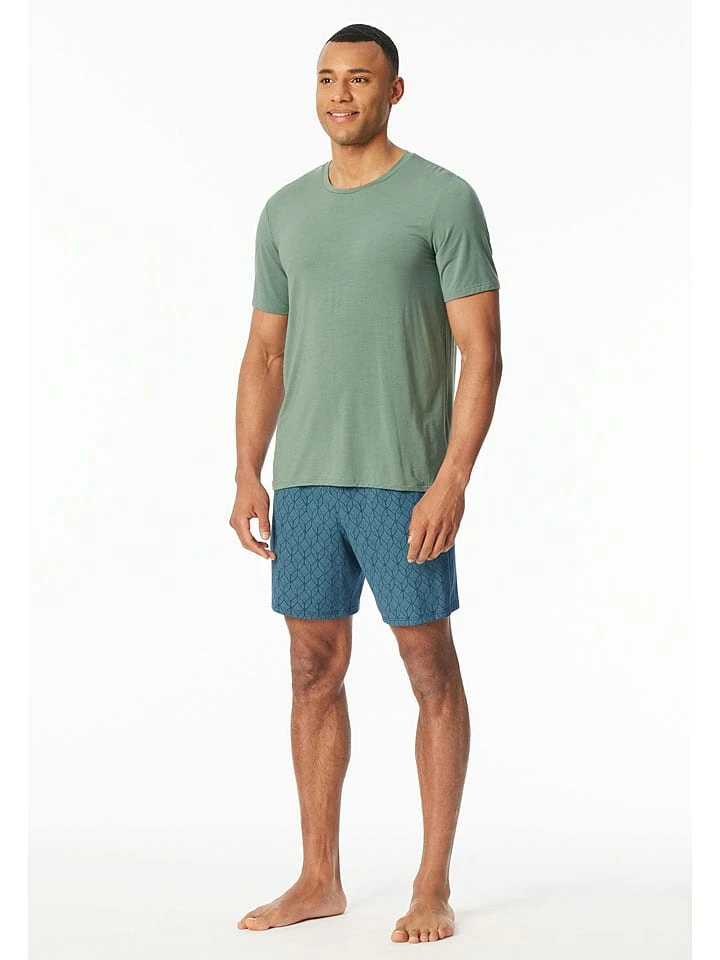 Schiesser Pyjama In Khaki/ Blau 1 Schiesser Pyjama In Khaki/ Blau