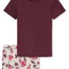 Schiesser Pyjama In Pflaume/ Creme