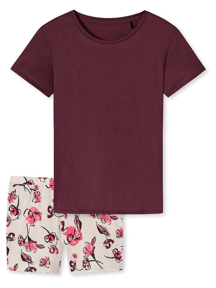 Schiesser Pyjama In Pflaume/ Creme 1 Schiesser Pyjama In Pflaume/ Creme