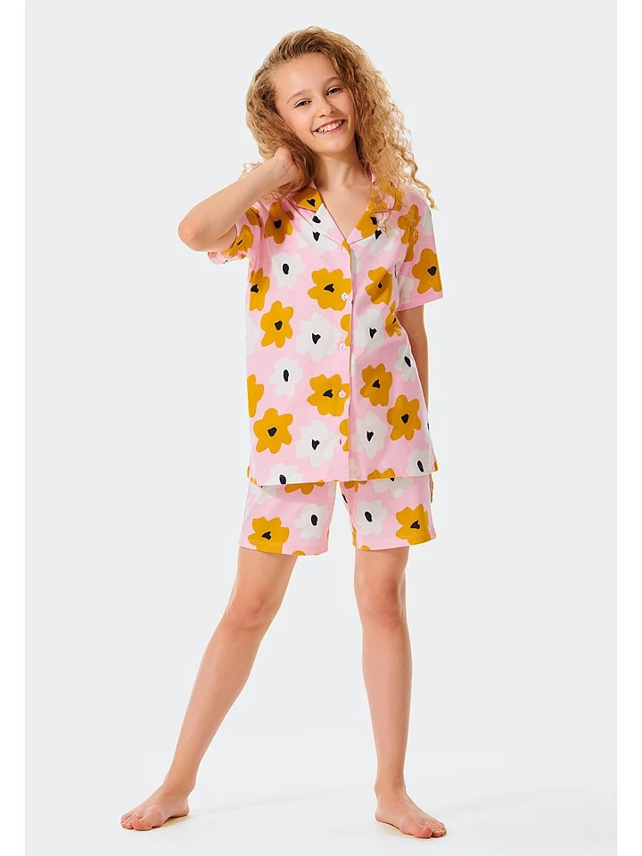 Schiesser Pyjama In Rosa/ Gelb/ Weiß 3 Schiesser Pyjama In Rosa/ Gelb/ Weiß – Bild 3