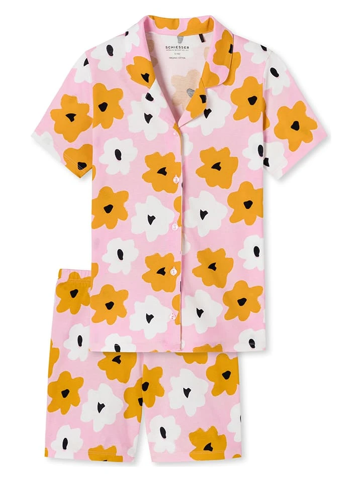 Schiesser Pyjama In Rosa/ Gelb/ Weiß 4 Schiesser Pyjama In Rosa/ Gelb/ Weiß – Bild 4