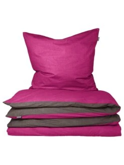 Schiesser Renforcé-Bettwäsche-Set "Double Face" In Anthrazit/ Fuchsia
