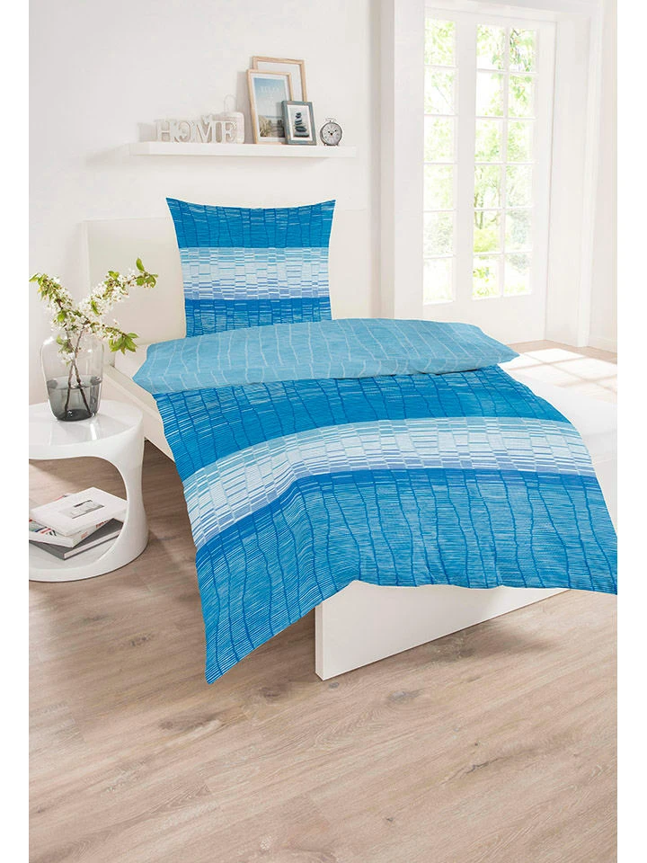 Schiesser Renforcé-Bettwäsche-Set "Jones" In Blau 2 Schiesser Renforcé-Bettwäsche-Set "Jones" In Blau – Bild 2