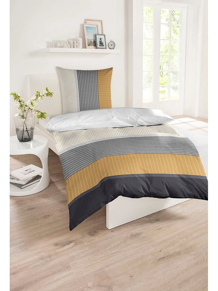 Schiesser Renforcé-Bettwäsche-Set "Marco" In Creme/ Gelb 2 Schiesser Renforcé-Bettwäsche-Set "Marco" In Creme/ Gelb – Bild 2