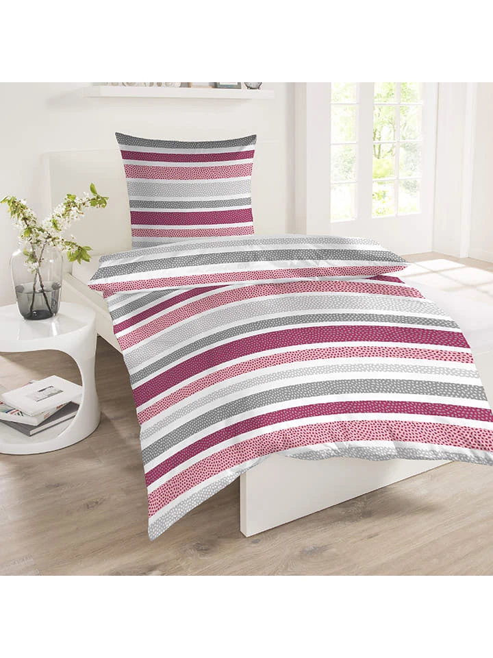 Schiesser Renforcé-Bettwäsche-Set "Sally" In Pink/ Grau 2 Schiesser Renforcé-Bettwäsche-Set "Sally" In Pink/ Grau – Bild 2