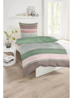 Schiesser Satin-Bettwäsche-Set ''Stine'' In Grün/ Pink -Schiesser Store schiesser satin bettwasche set stine in grun pink 3