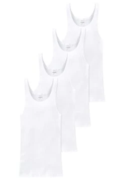 Schiesser Unterhemd / Tanktop Cotton Essentials Doppelripp In Weiß